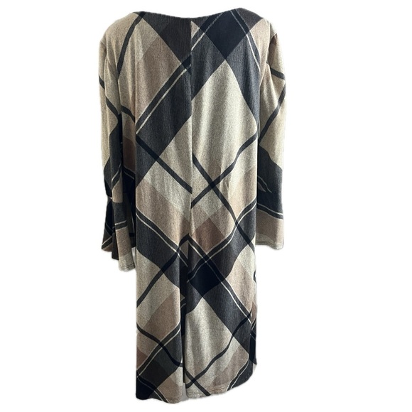NWOT Sandra Darren Plaid (tan/black)Shift Dress - XL - Picture 2 of 7
